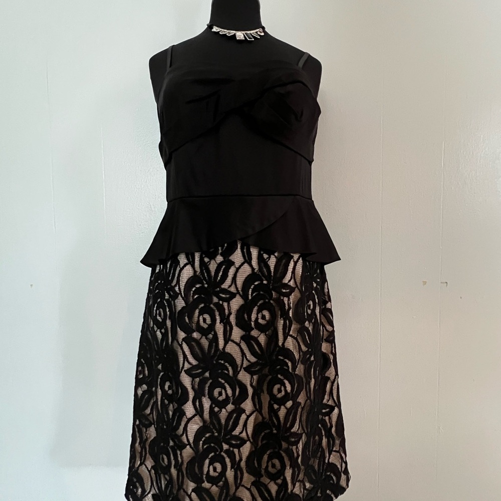 Elegant Black and Cream Lace Dress